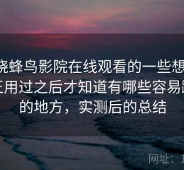 围绕蜂鸟影院在线观看的一些想法：真正用过之后才知道有哪些容易踩坑的地方，实测后的总结