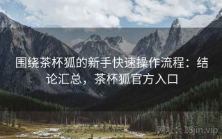围绕茶杯狐的新手快速操作流程：结论汇总，茶杯狐官方入口