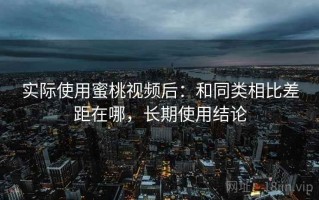 实际使用蜜桃视频后：和同类相比差距在哪，长期使用结论