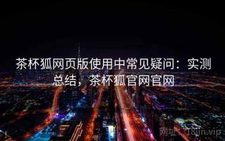 茶杯狐网页版使用中常见疑问：实测总结，茶杯狐官网官网