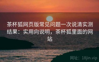 茶杯狐网页版常见问题一次说清实测结果：实用向说明，茶杯狐里面的网站